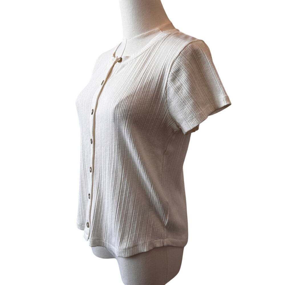 NWT Madewell Women's Lighthouse Pointelle Button-Front Slim Tee Size S - Picture 4 of 8